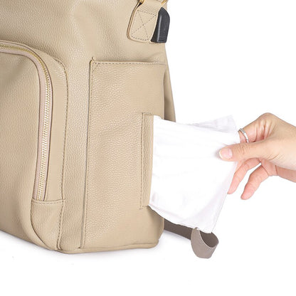 2021 New Design Diaper Backpack Vegan Leather Baby Bags for Mom Dad Waterproof Changing Bag with Changing Pad Nappy Nursing Bags