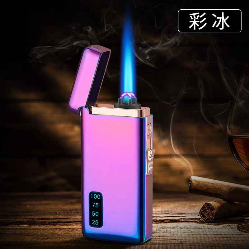 New Dual Arc Windproof LED Metal USB Lighter Torch