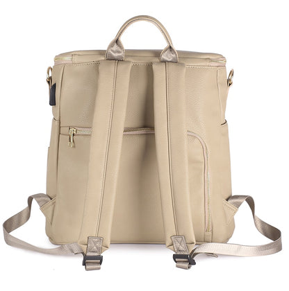2021 New Design Diaper Backpack Vegan Leather Baby Bags for Mom Dad Waterproof Changing Bag with Changing Pad Nappy Nursing Bags