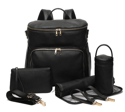 2021 New Design Diaper Backpack Vegan Leather Baby Bags for Mom Dad Waterproof Changing Bag with Changing Pad Nappy Nursing Bags