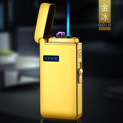 New Dual Arc Windproof LED Metal USB Lighter Torch