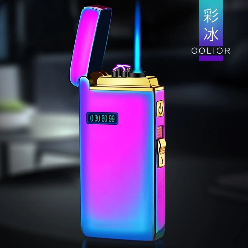 New Dual Arc Windproof LED Metal USB Lighter Torch