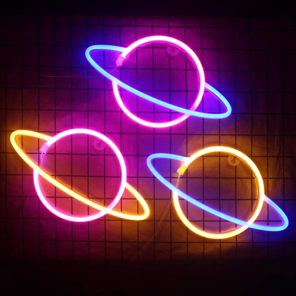 Planet LED Neon Lights Neon Light Sign Decor Lamp USB or Battery Powered
