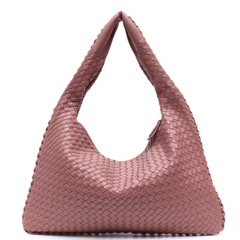 Handmade Woven Hobo For Women PU Vegan Leather Shoulder Bag Top-handle Purse Ladies Fashion Casual Handbags