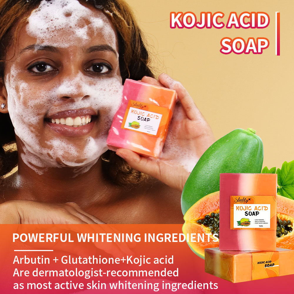Sleebty Papaya Handmade Glutathione Kojic Acid Soap 100% Pure Vegan Natural Skin Beauty Organic Lightening Whitening Facial Care