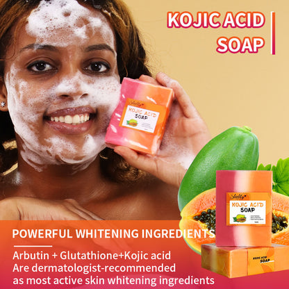 Sleebty Papaya Handmade Glutathione Kojic Acid Soap 100% Pure Vegan Natural Skin Beauty Organic Lightening Whitening Facial Care