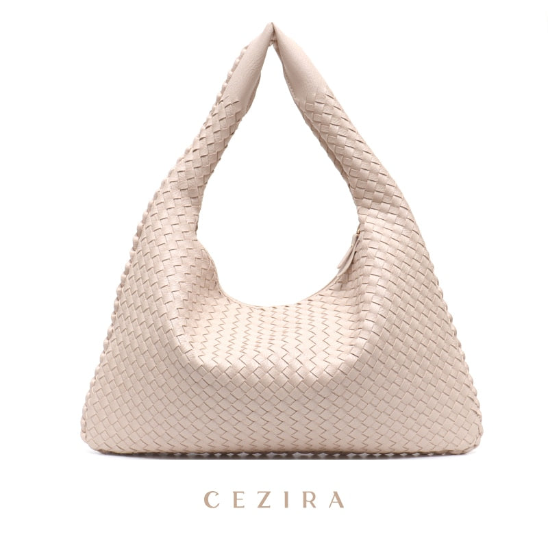 Handmade Woven Hobo For Women PU Vegan Leather Shoulder Bag Top-handle Purse Ladies Fashion Casual Handbags