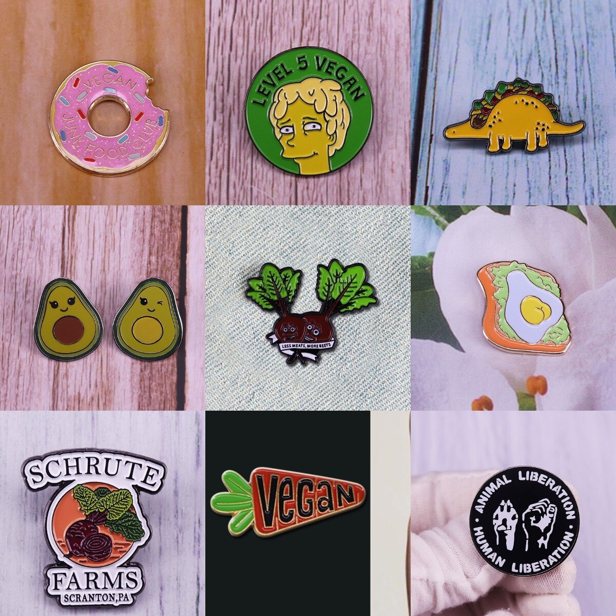 Superior Quality Vegetarianism Stay Healthy Enamel Lapel Pins Plant Pals Brooches New Year's Jewelry Gifts to Vegans Wholesale