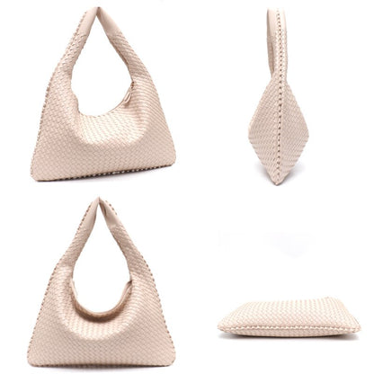 Handmade Woven Hobo For Women PU Vegan Leather Shoulder Bag Top-handle Purse Ladies Fashion Casual Handbags