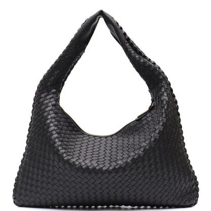 Handmade Woven Hobo For Women PU Vegan Leather Shoulder Bag Top-handle Purse Ladies Fashion Casual Handbags