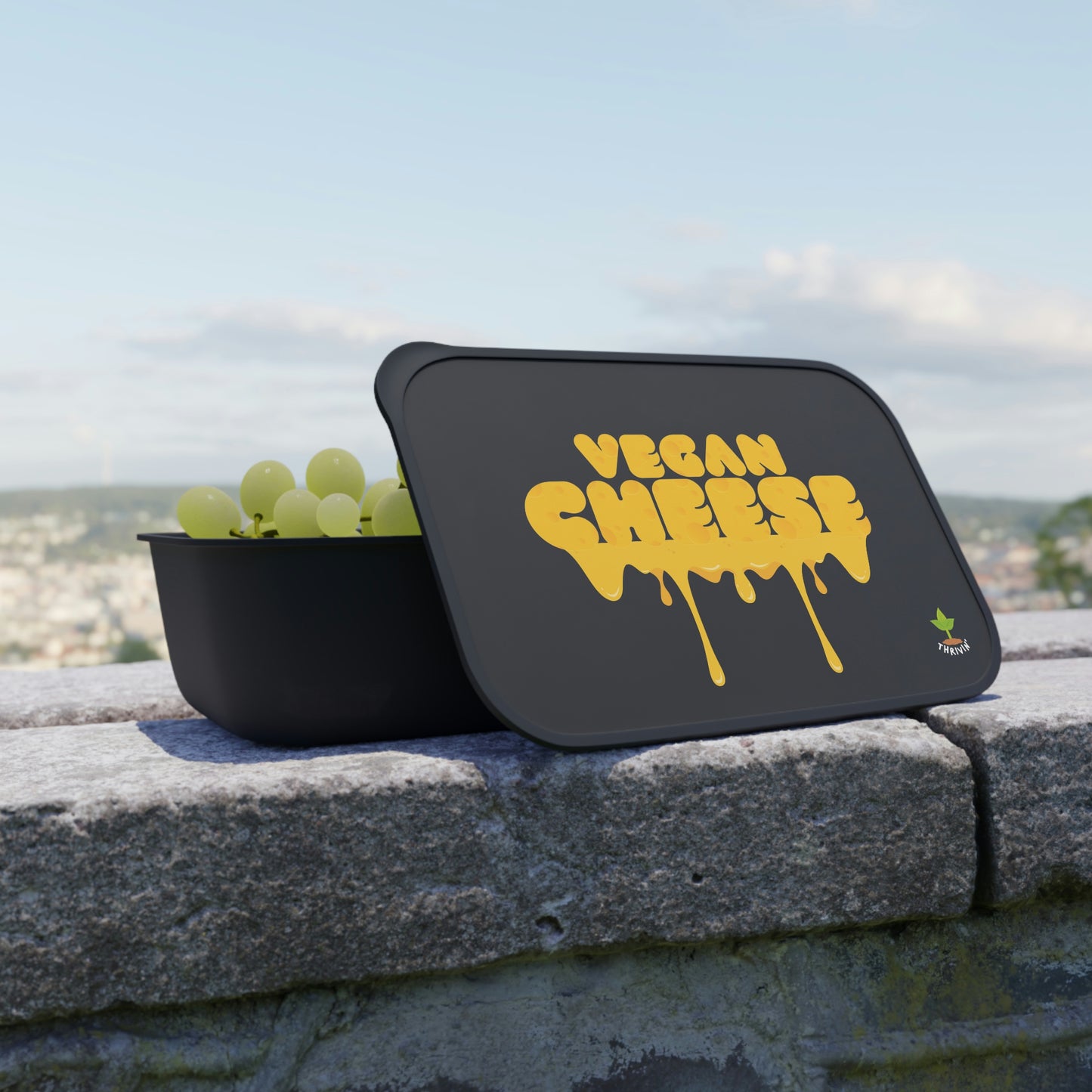 Vegan Cheese PLA Bento Box with Band and Utensils
