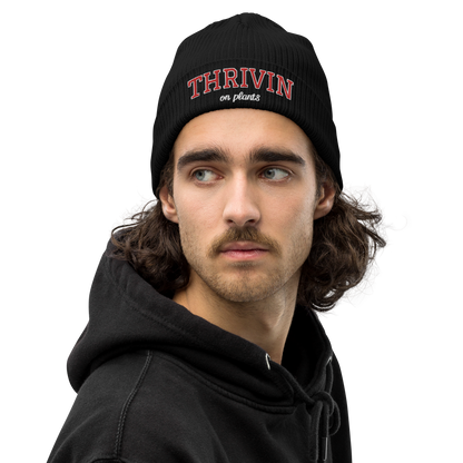 Thrivin Varsity Organic Ribbed Beanie